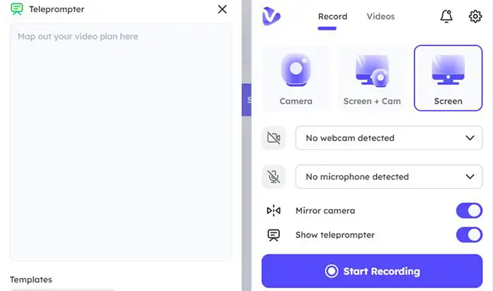 Videnoz Flex Recording - Settings