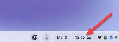 Select the Clock Icon on Chromebook