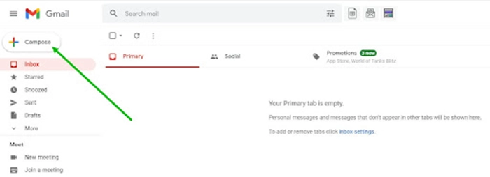 Hit Compose in Gmail to Send Email