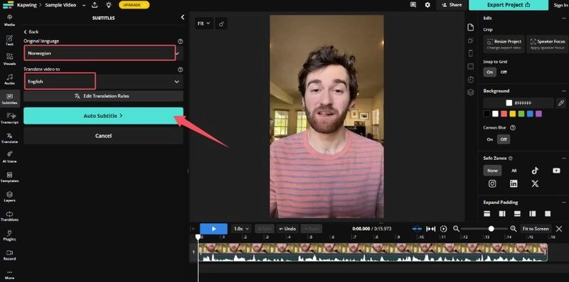 How to Translate Norwegian Videos to English with Kapwing - 3