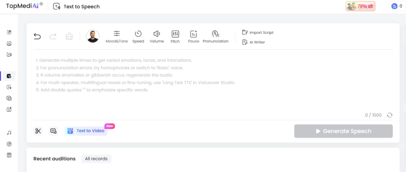 How to Use Text to Speech Daniel - Full Version of TopMediai