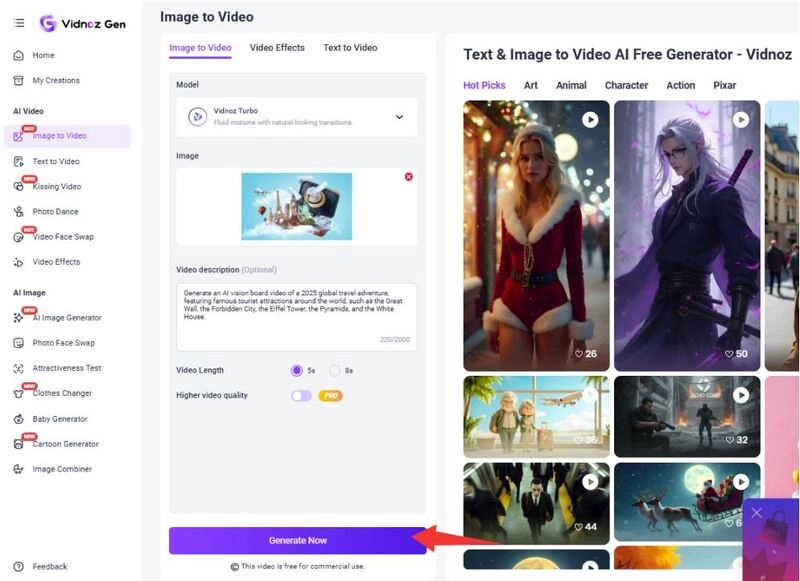 How to Use Vidnoz Image to Video AI - 4