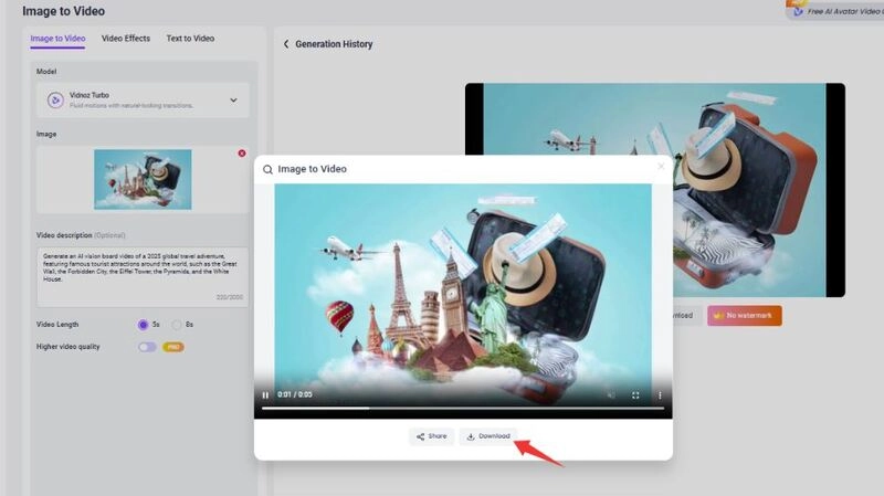 How to Use Vidnoz Image to Video AI - 5