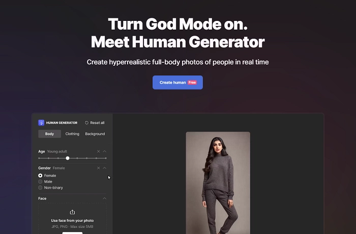 Human Generator Fast, Realistic, and Infinitely Customizable for Virtual Humans