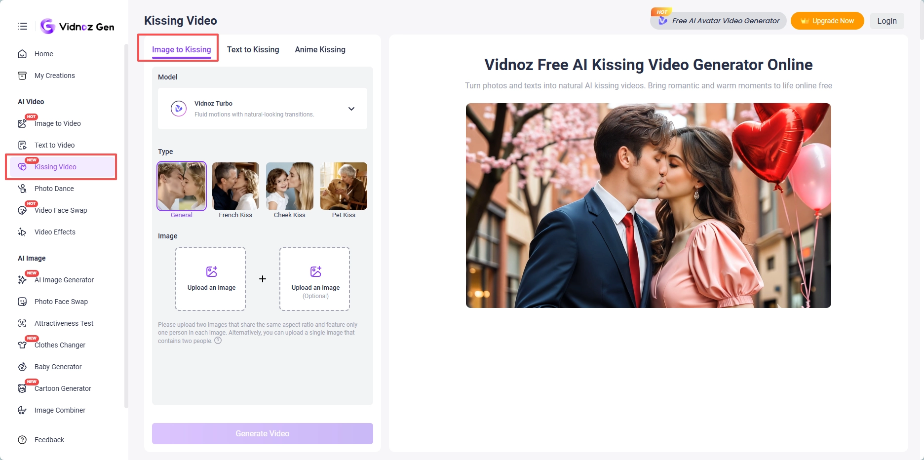 Image to Kissing Video