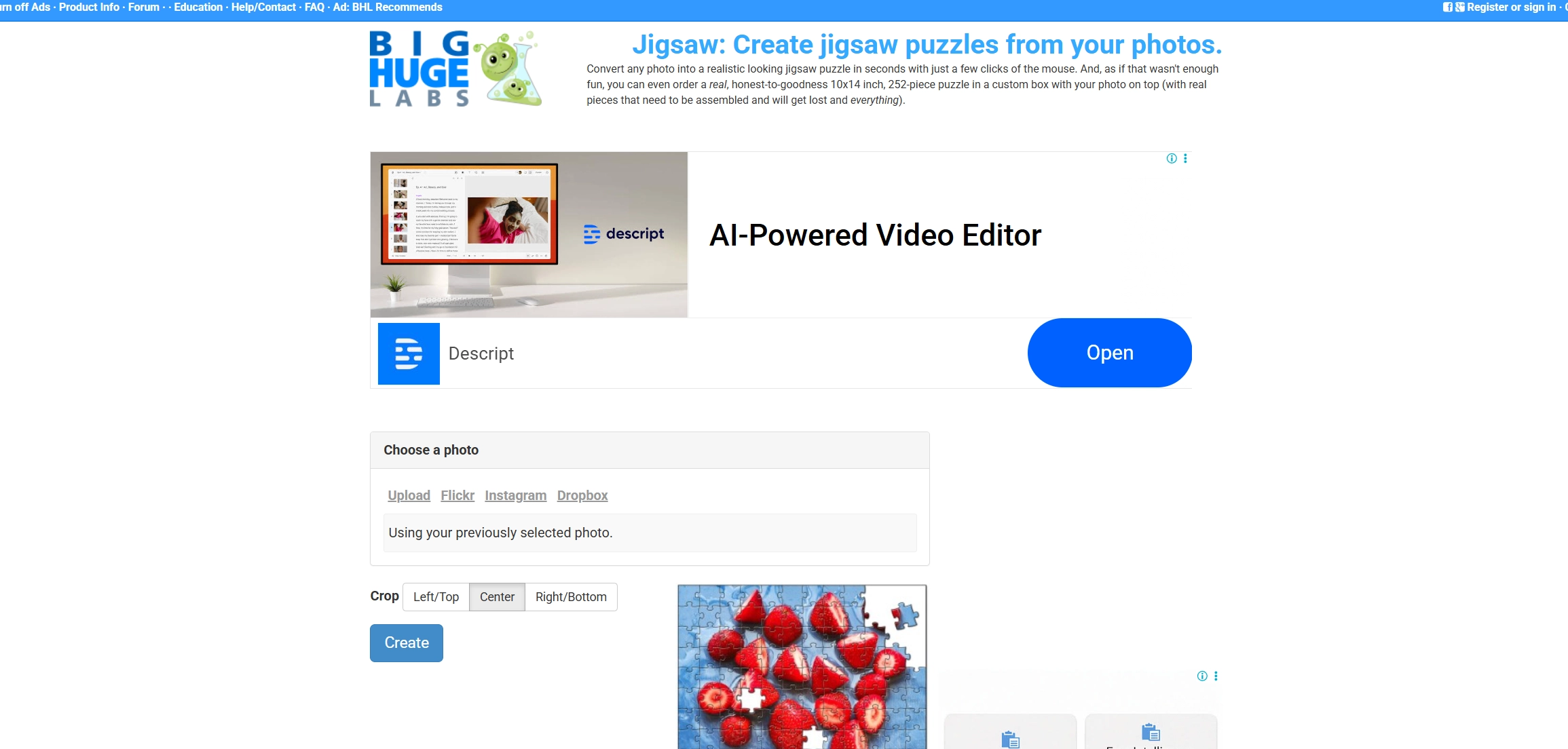 Image to Puzzle Bighugelabs