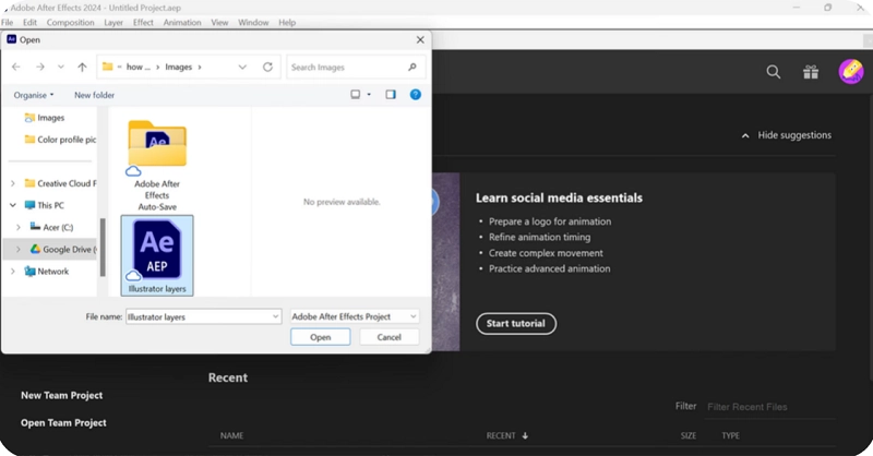 Import Video on Adobe After Effects
