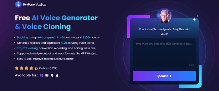 iMyFone VoxBox Character Voice Generator