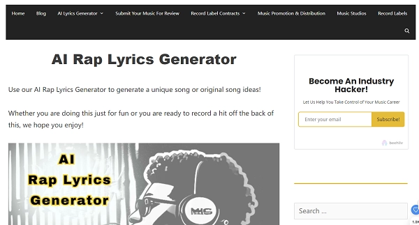 AI Rap Lyrics Generator - Industry Hackerz