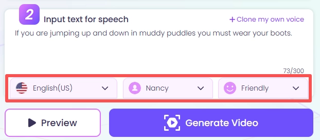 Input Peppa Pig Lines and Choose Voice and Language