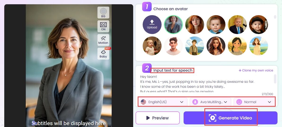 Input Scripts and Choose Voice for Google Classroom