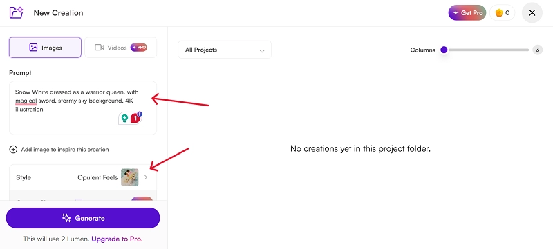 Input Your Prompt and Select the Style