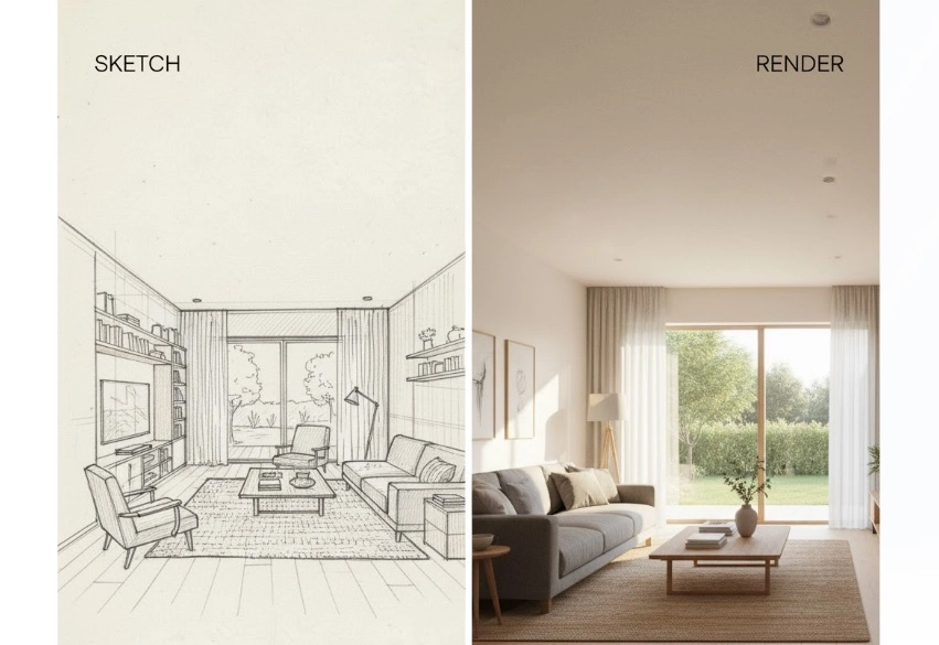 Interior 3D Rendering AI