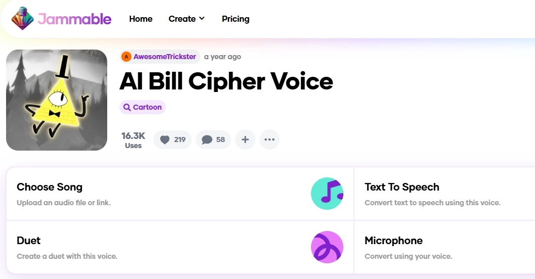 Jammable Custom Bill Cipher AI Voice Clone