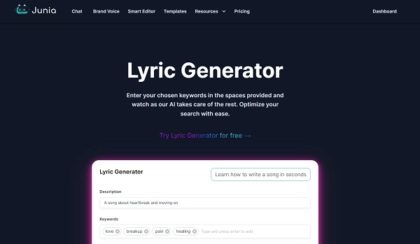 AI Lyrics Generator - Junia