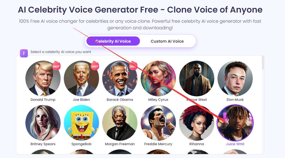 Vidnoz AI Voice Changer 100% Free to Get Juice Wrld AI Voice