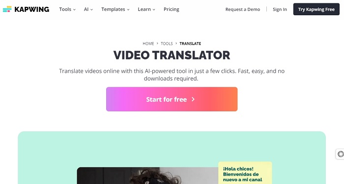 Translate YouTube Video to English with Kapwing