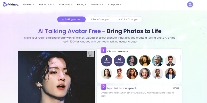 Korean Text to Speech Vidnoz Free Talking Avatar