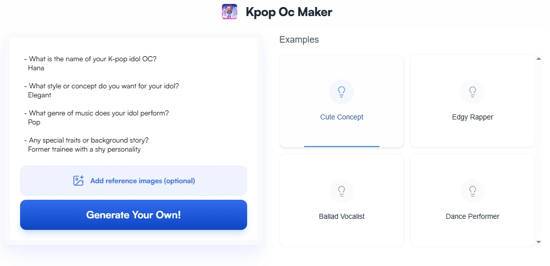 Kpop Idol OC Generator