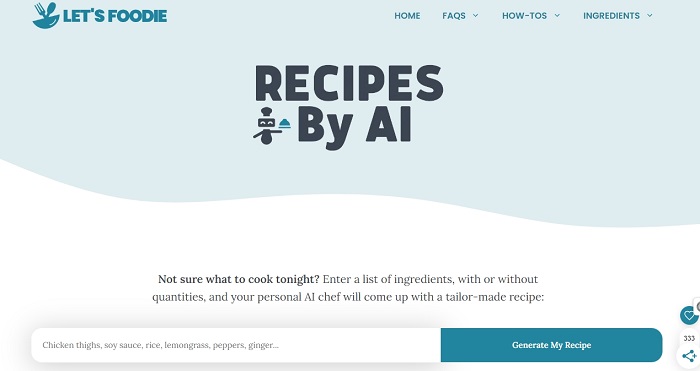 AI Recipe Generator - Lets Foodie