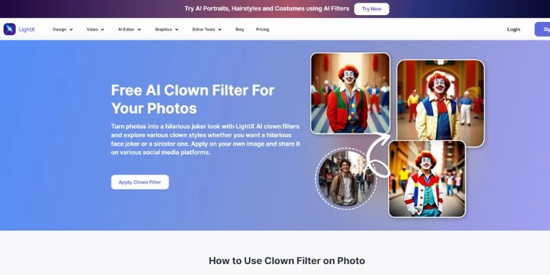 LightX AI Clown Filter for Photos