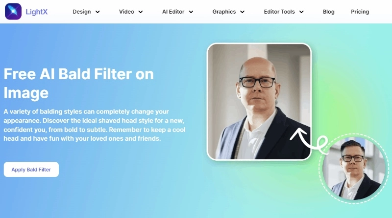 LightX Free AI Bald Filter Online