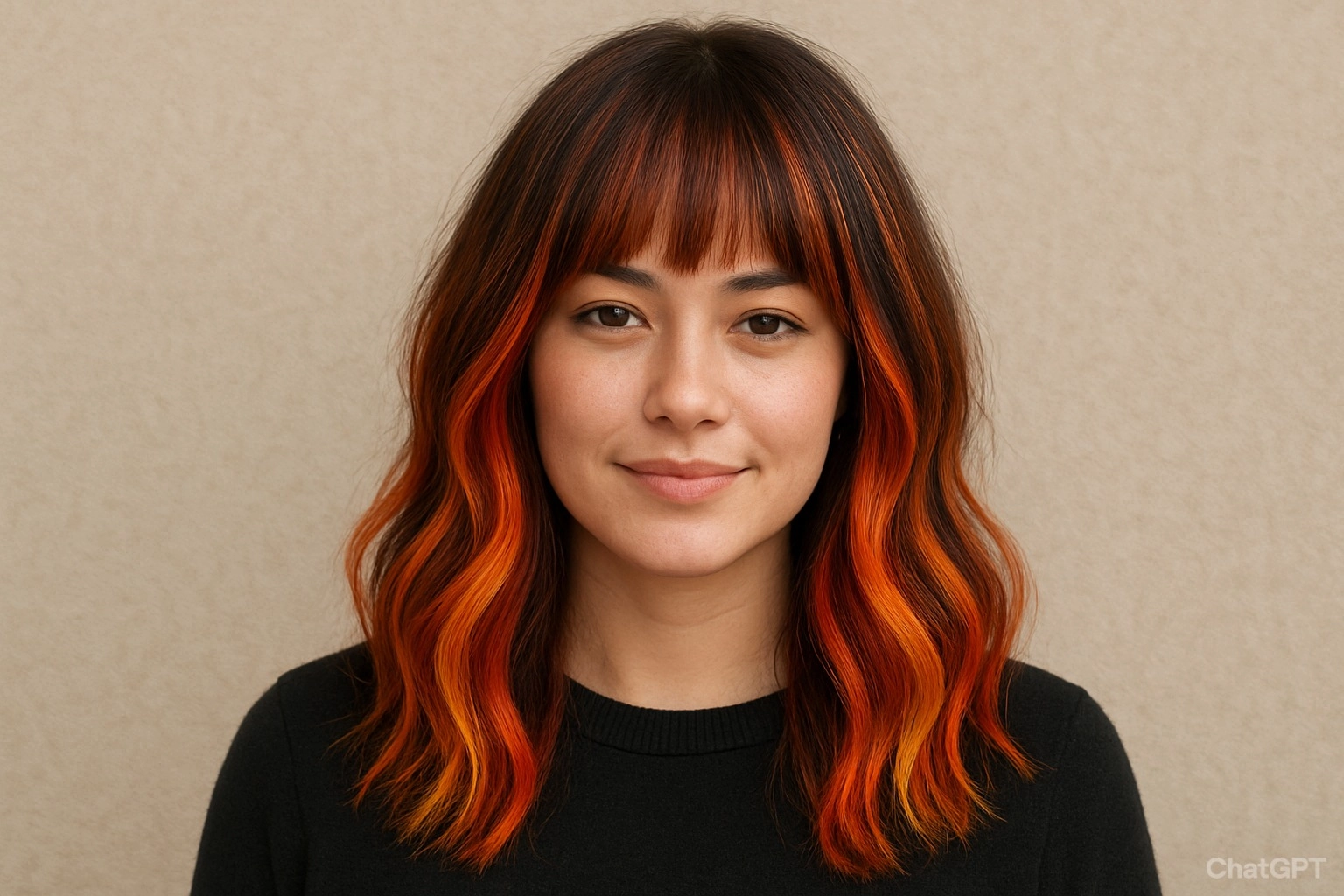 Long Calico Bob with Bangs