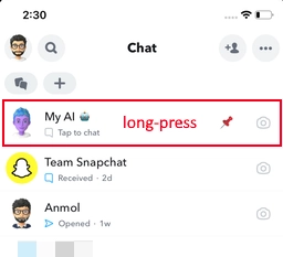Long Press on My AI