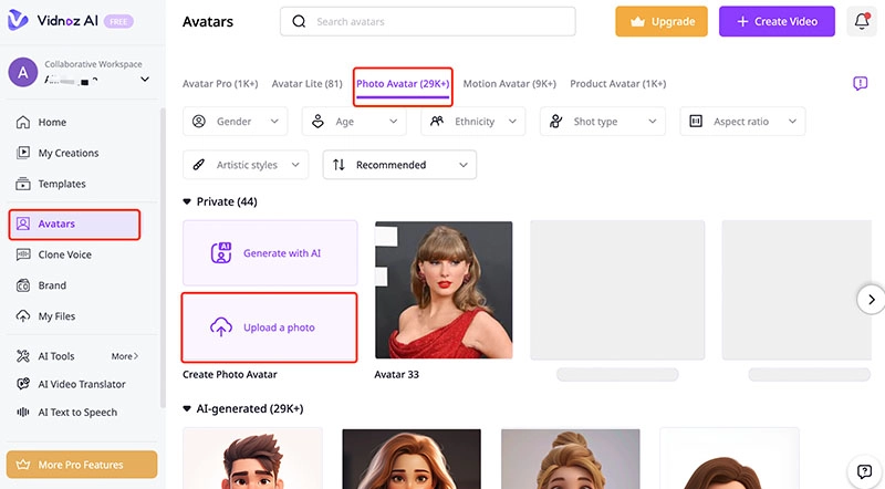 Look Alike Avatar Vidnoz