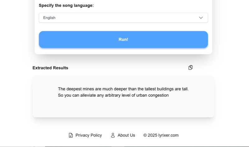 LyriXer AI Free Lyrics Extractor Online Tool