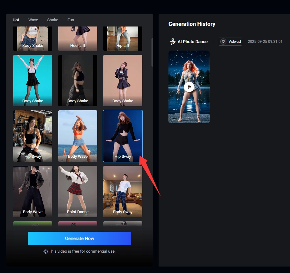 Make Hip Sway Dance Video with Templates -Step 3