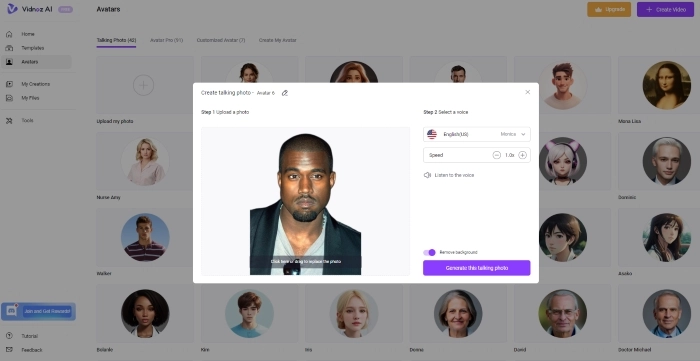 Make Kanye West Talking Video with Vidnoz AI