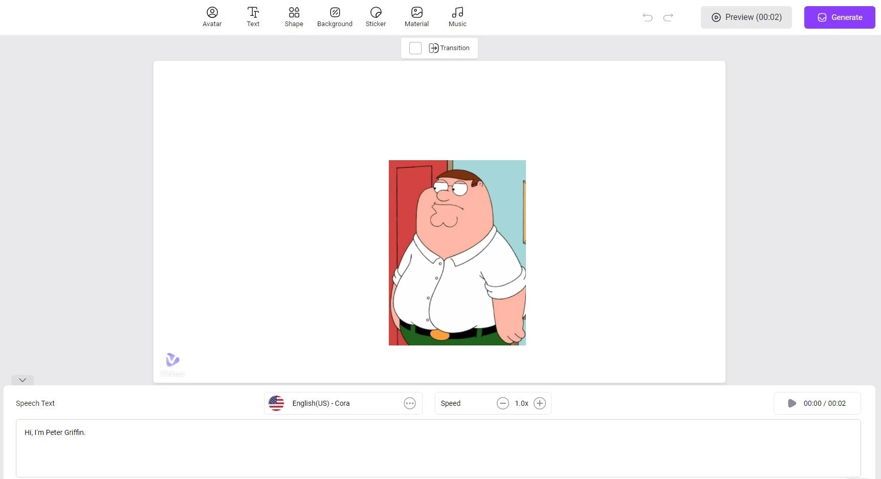 Make Peter Griffin Voice Talking Video
