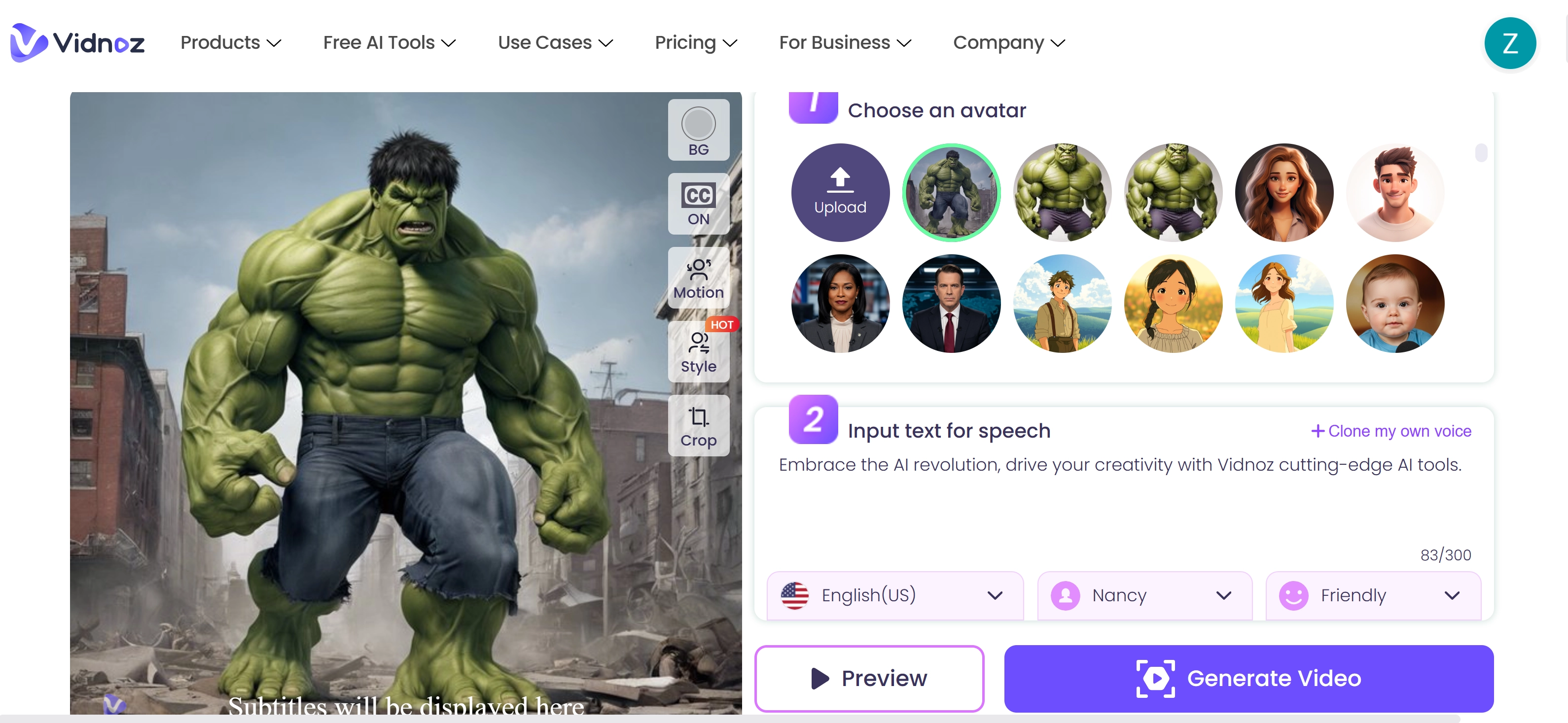 Make Your Avatar Talk Through Vidnoz