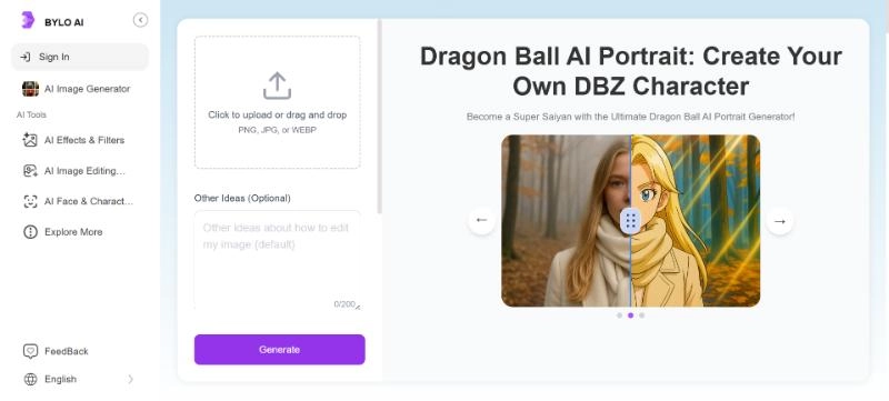 Make Your Own Dragon Ball Character with ByloAI