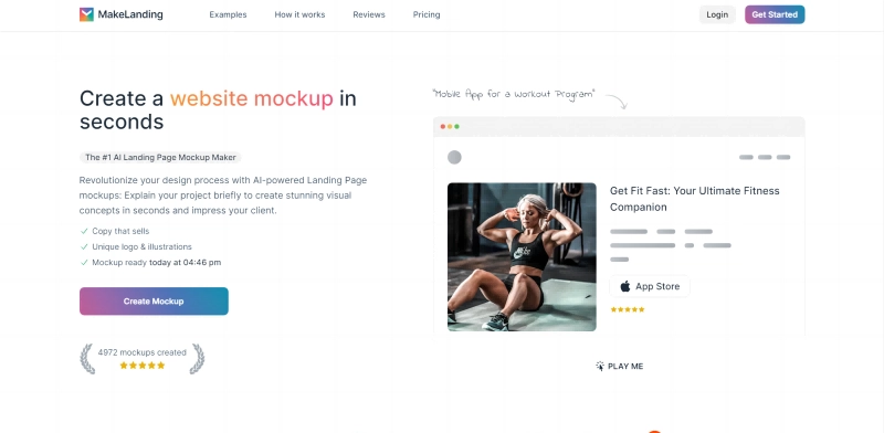 MakeLanding AI Website Mockup Generator