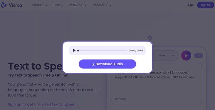 Male Voice Generator Vidnoz Download Speech