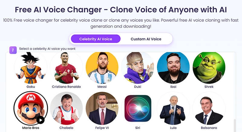 Mario Text to Speech Vidnoz AI Voice Changer