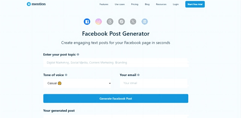 Mention Easy to Use Facebook Post Generator