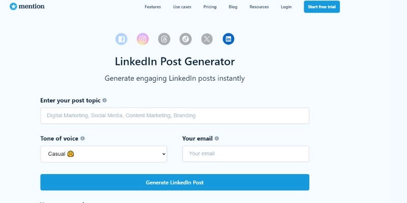 Mention LinkedIn Post Generator Online