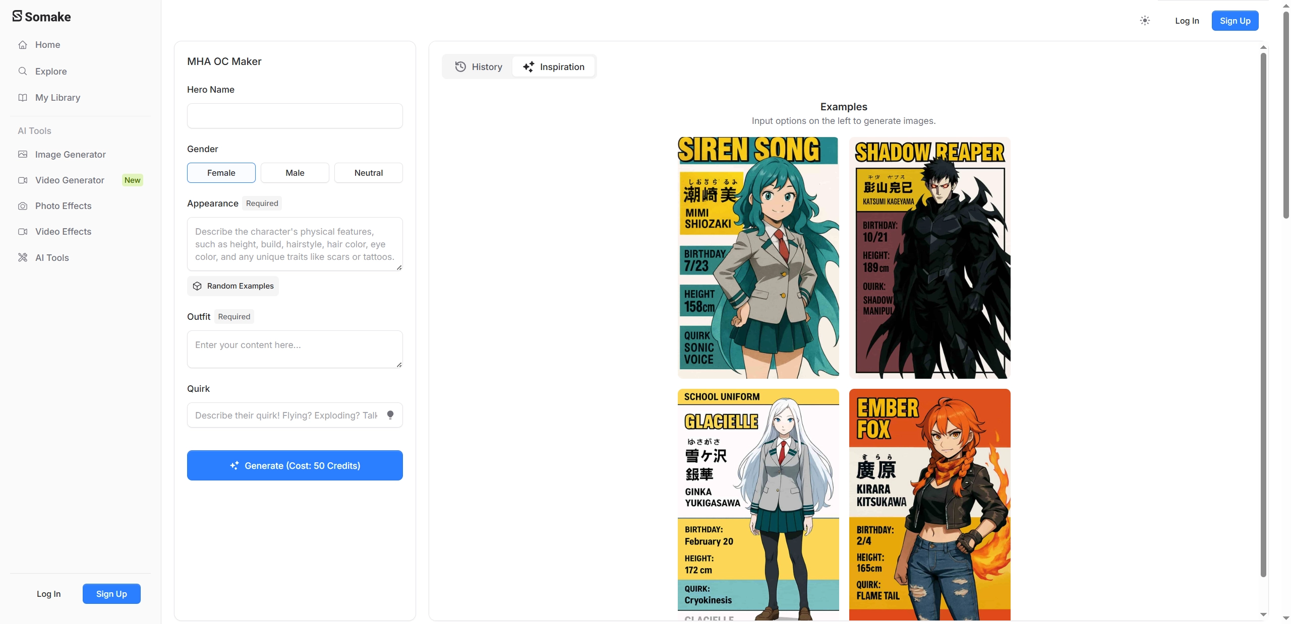 MHA Characters Maker Somake