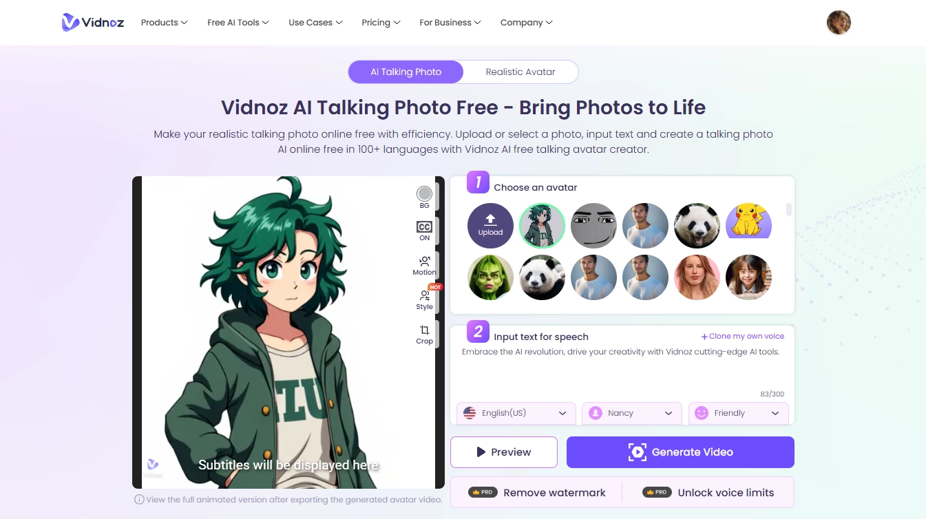 MHA Characters Maker Talk Avatar Vidnoz