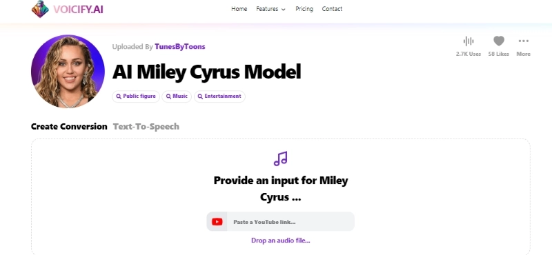 Miley Cyrus AI Voice Voicify