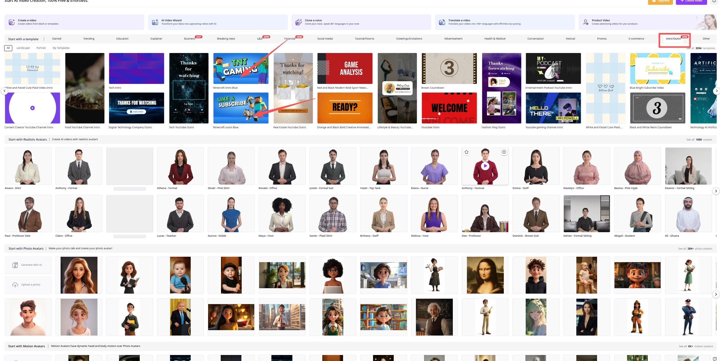 Minecraft Intro Maker Vidnoz Template Library