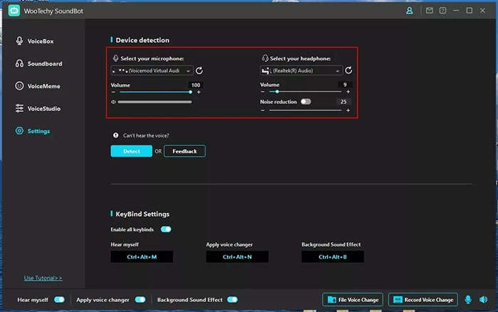 Minions Voice Changer WooTechy Settings