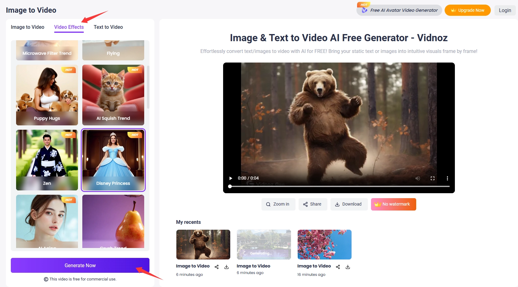 Moving Photo Effects with Vidnoz Image to Video - 3
