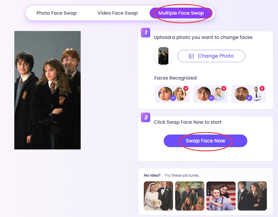 Multiple Swap Face Online Free AI in Group Shots 2024