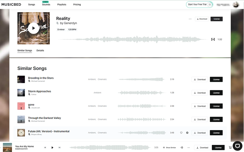Musicbed Similar Song Finder