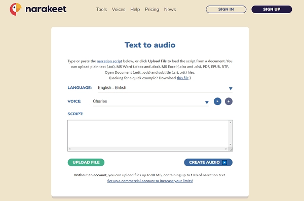 British Accent Generator - Narakeet