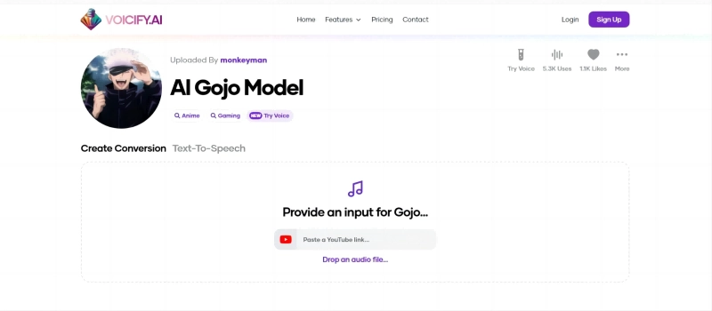 Online Gojo AI Voice Cover Generator